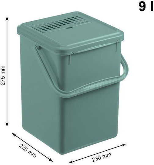 9L Compost Bucket Carbon Filter Bio Mistletoe Green