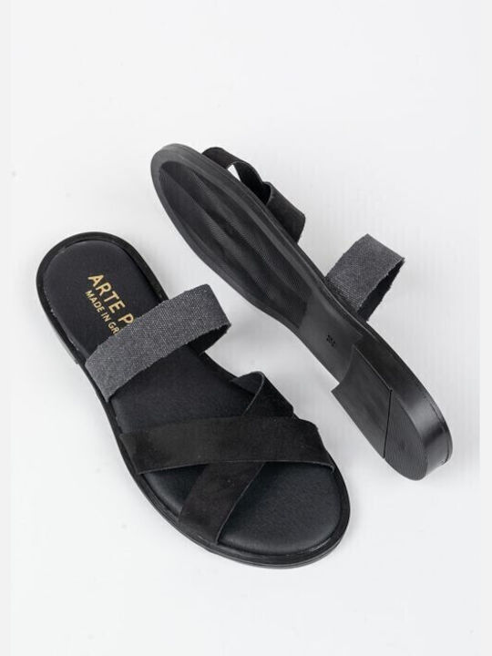 Arte Piedi Damen Flache Sandalen in Schwarz Farbe