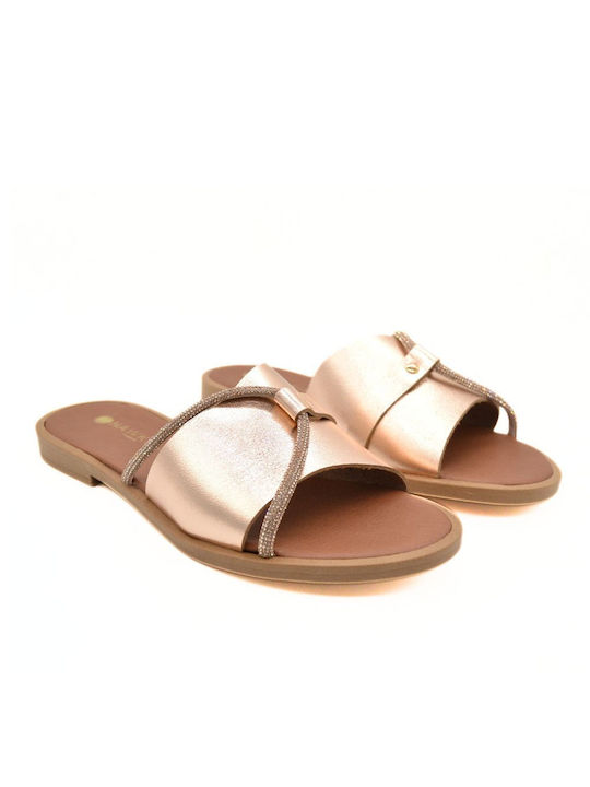 Hawkins Premium Leather Women's Flat Sandals in Gold Color