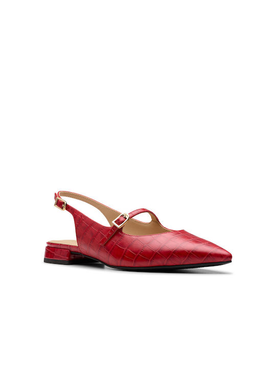 Clarks Leather Red Heels Shine