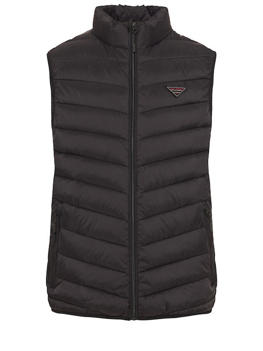 Funky Buddha Men's Sleeveless Puffer Jacket Black