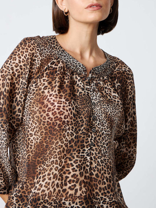 8180 Women's Blouse with 3/4 Sleeve Animal Print Leopard
