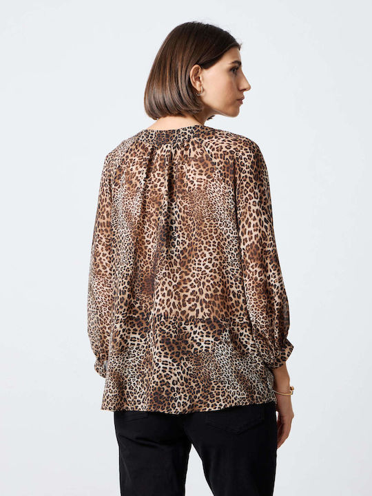 8180 Women's Blouse with 3/4 Sleeve Animal Print Leopard