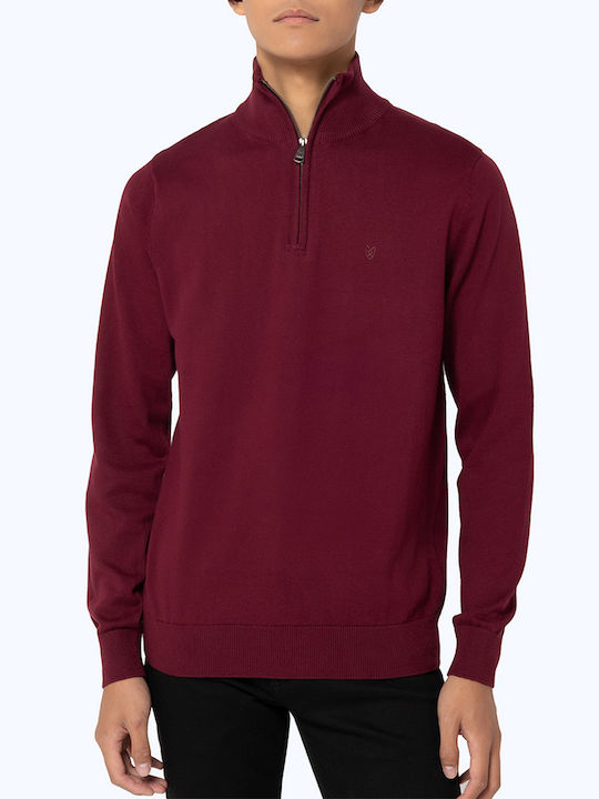 The Bostonians Men's Blouse with Zipper Burgundy