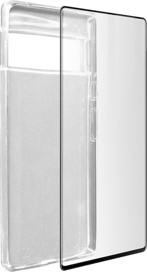 Hülle Google Pixel 6 Pro Silikon Weiches Gehärtetes Glas Schwarz