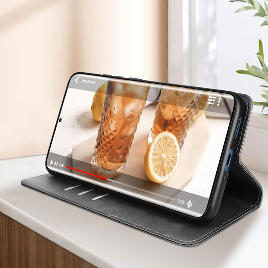 Hülle Motorola Edge 40 Pro Wallet Stand Bara Soft Leder Serie Schwarz