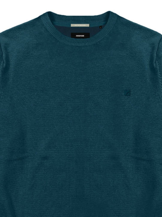 Rebase Herren Langarmshirt Teal Melange, Γαλαζιο