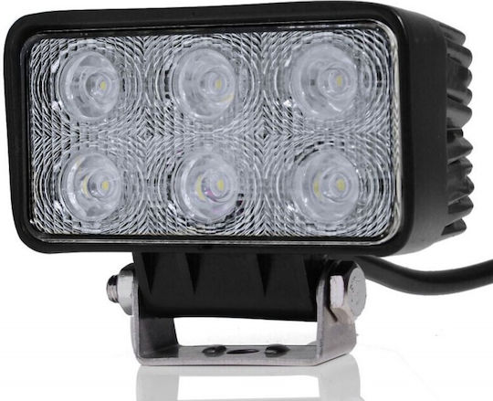 Auto Offroad LED Projector 18W/12V-24V 1320 Lumens Rectangular Flood Beam 60 Degree