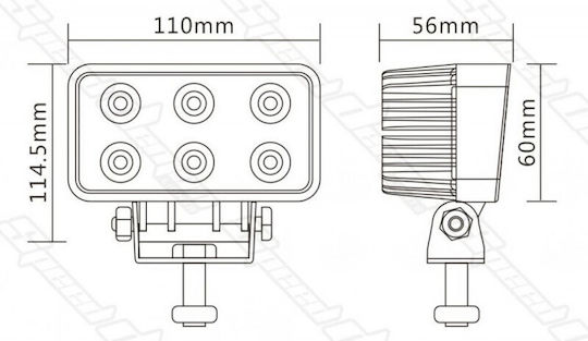 Auto Offroad LED Projector 18W/12V-24V 1320 Lumens Rectangular Flood Beam 60 Degree