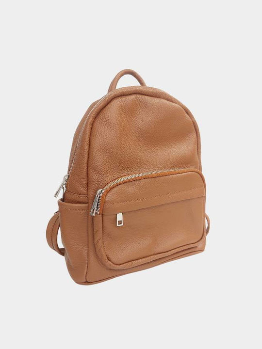 Chris Borsa Leather Women's Bag Backpack Tabac Brown