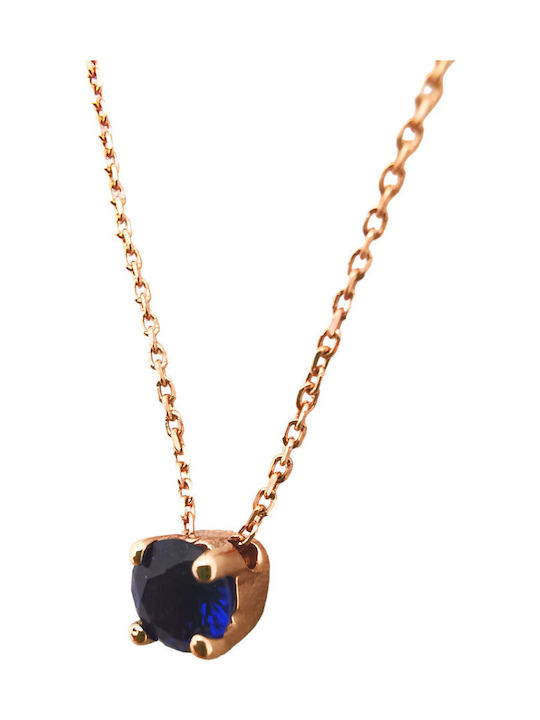 Kosmima1 Halskette Solitärring aus Roségold 14K mit Zirkon Marineblau