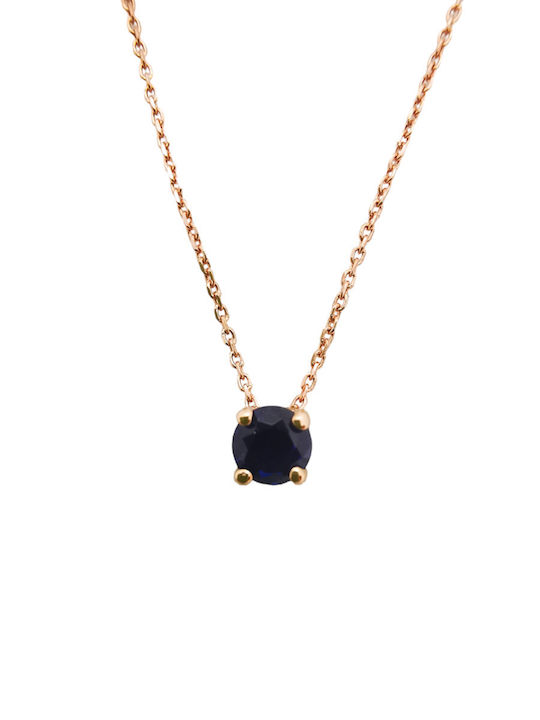 Kosmima1 Halskette Solitärring aus Roségold 14K mit Zirkon Marineblau