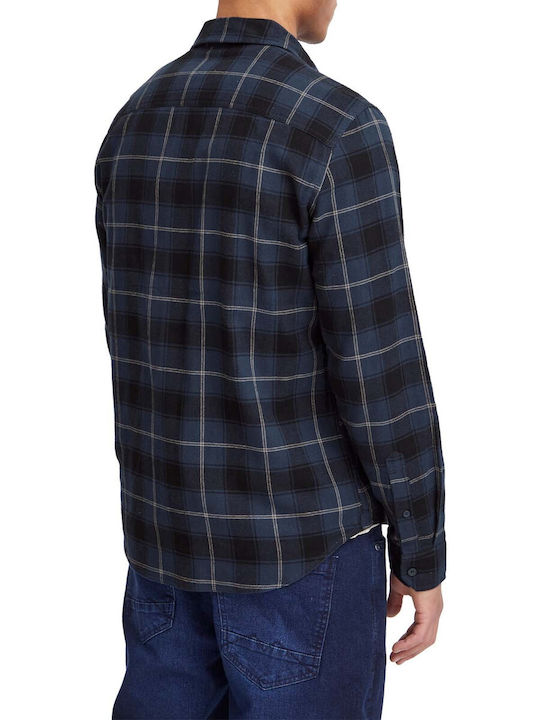 Blend Men's Shirt Long Sleeve Flannel Checked Blue