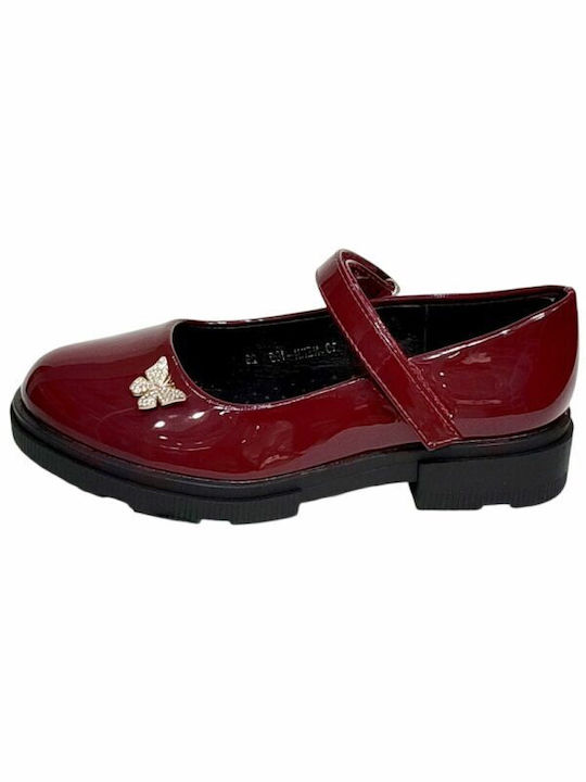 IQ Shoes Kids Ballerinas with Hoop & Loop Closure Burgundy