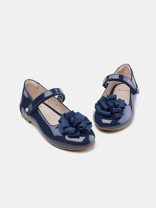 Mayoral Kids Patent Leather Ballerinas with Hoop & Loop Closure Blue