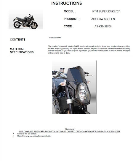 Moto Discovery Φιμέ Ζελατίνα Μοτοσυκλέτας AS-KTMSD/08