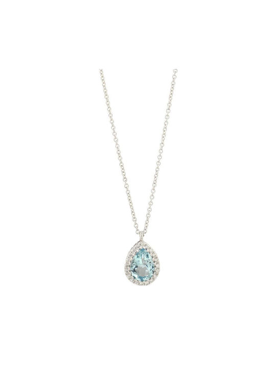 Q-Jewellery Necklace with design Tear from White Gold 18k