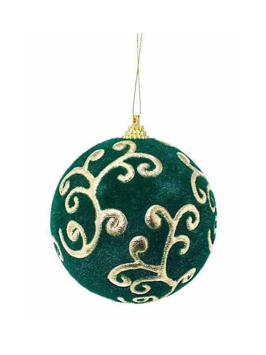 Arpimex Srl Christmas Hanging Ball Ornament Green With Gold Dust With Beads Green