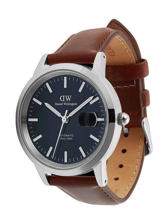 Daniel Wellington Herrenuhr 40mm Automatisch mit Braun Lederarmband