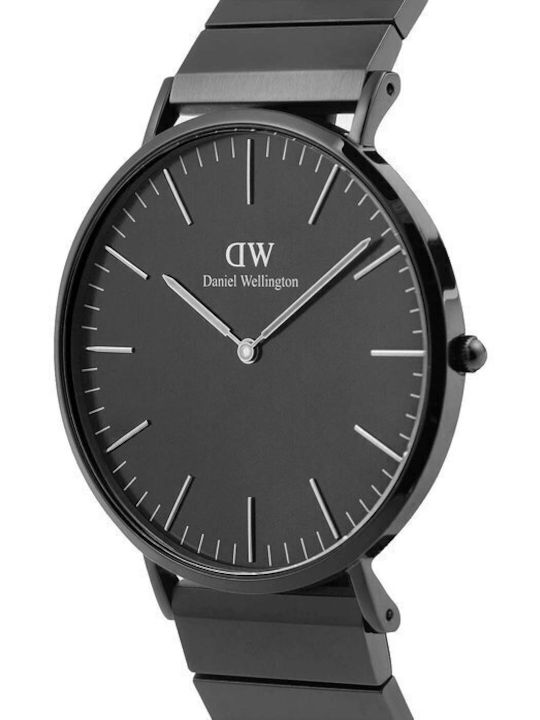 Daniel Wellington Piano Ανδρικό Ρολόι 40mm Μπαταρίας με Μαύρο Μεταλλικό Μπρασελέ