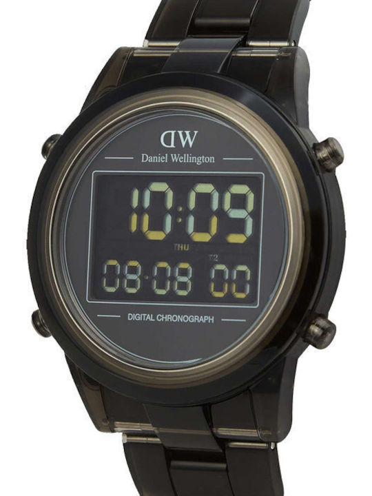 Daniel Wellington Digital Herrenuhr 36mm Chronograph Batterie mit Gray Kautschukarmband