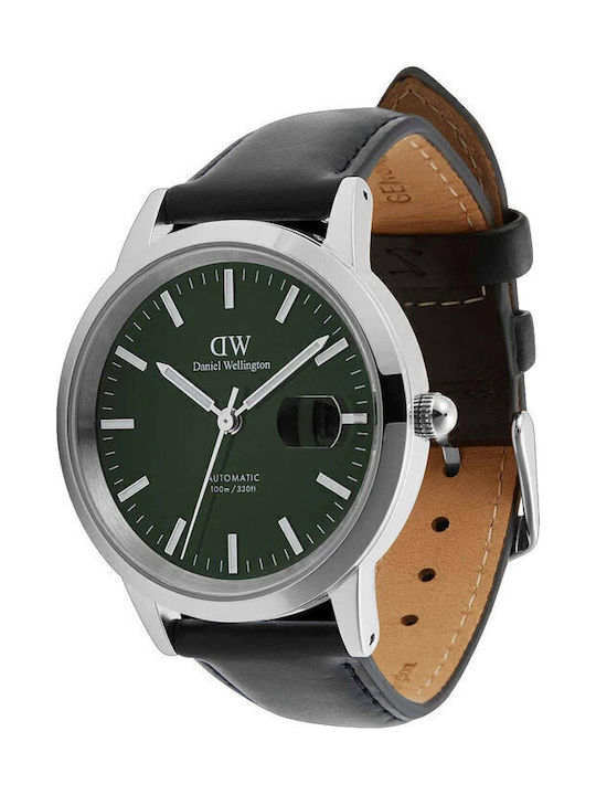Daniel Wellington Sheffield Ανδρικό Ρολόι 40mm Αυτόματο με Μαύρο Δερμάτινο Λουράκι
