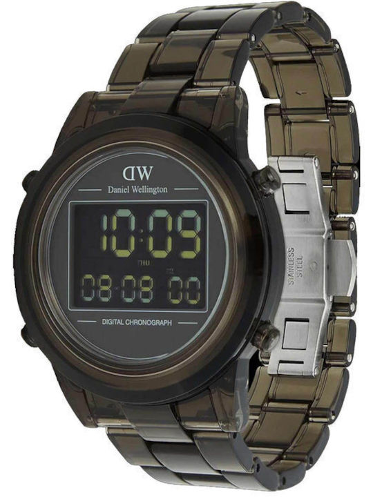 Daniel Wellington Digital Herrenuhr 36mm Chronograph Batterie mit Gray Kautschukarmband