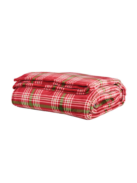 Das Home 1361 Κουβέρτα Fleece Μονή 160x220εκ. Green-red