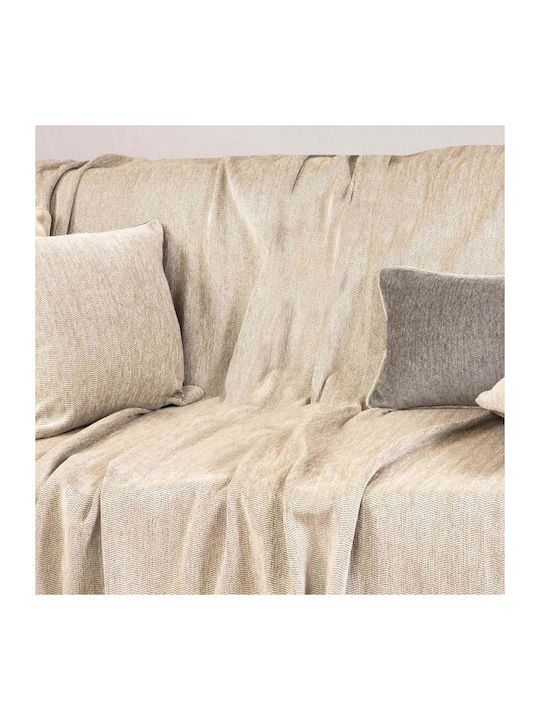 Aslanis Home Armchair Throw Ossa 180x180cm Grey Beige