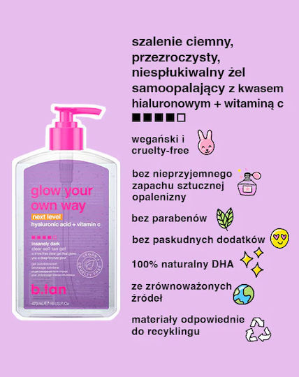B.Tan Glow Your Own Way Next Level + Mitt Self Tanning Gel Σώματος Dark 473ml