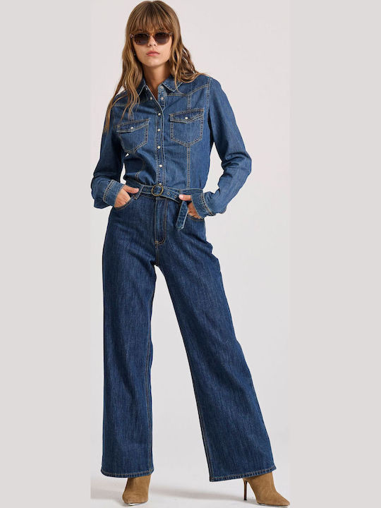 Women's Denim Long Sleeve Shirt Denim