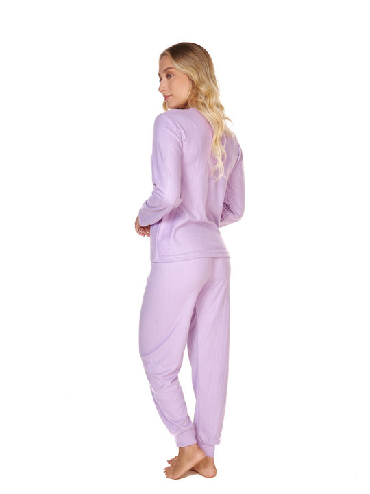 Comfort Winter Damen Pyjama-Set Purple