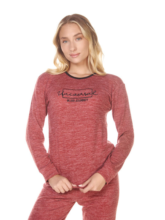 Comfort Winter Damen Pyjama-Set Bordeaux