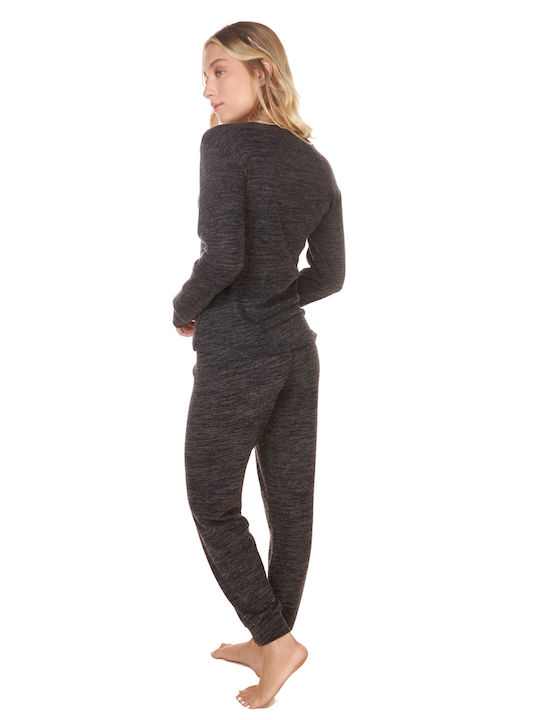 Comfort Winter Damen Pyjama-Set Black