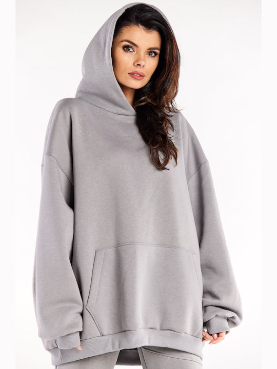 Infinite You Women's Long Hooded Sweatshirt Gray