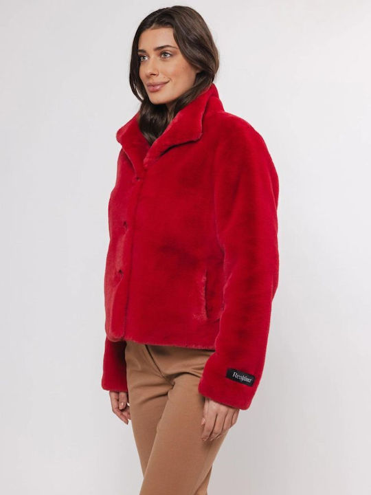 Rino&Pelle Women's Short Lifestyle Jacket for Winter Red Berry