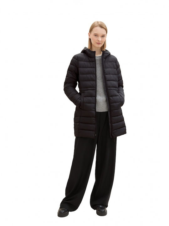 Tom Tailor Lang Damen Puffer Jacke für Winter BLACK