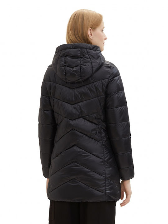 Women's Long Puffer Jacket for Winter Black