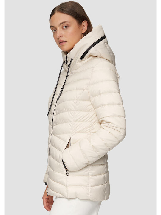 Short Women's Puffer Jacket for Winter Ecru