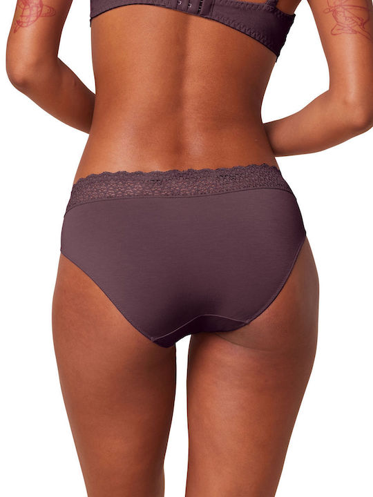 Triumph Feel Modal Tai Baumwolle Damen Slip mit Spitze Purple