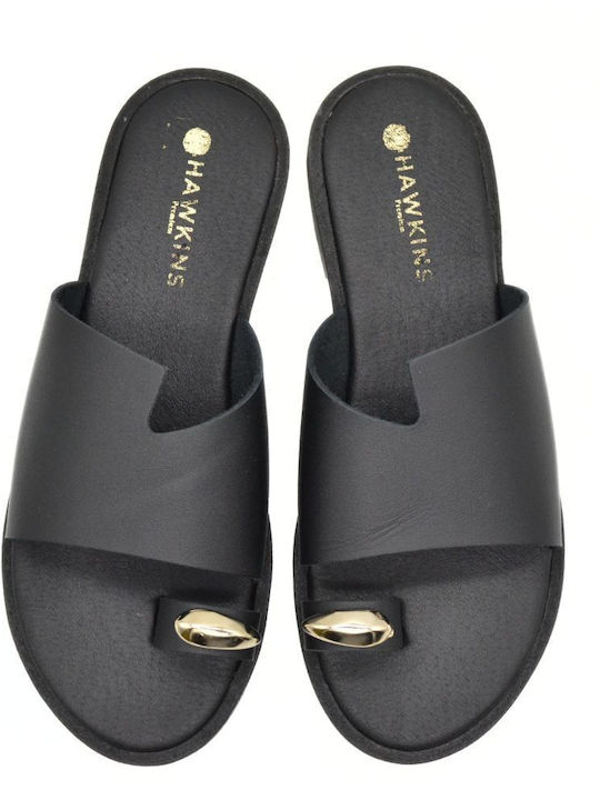 Hawkins Premium Leather Women's Flat Sandals in Black Color