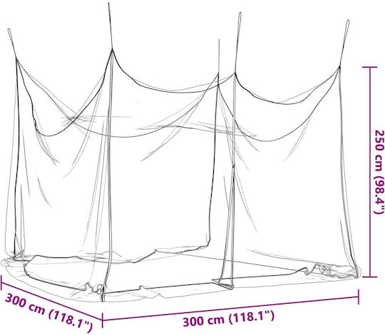 vidaXL Camping Mosquitos Nest Black 300x300x250cm
