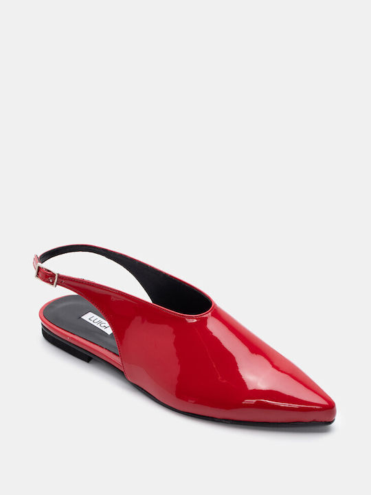 Luigi Synthetic Leather Pointed Toe Red Low Heels