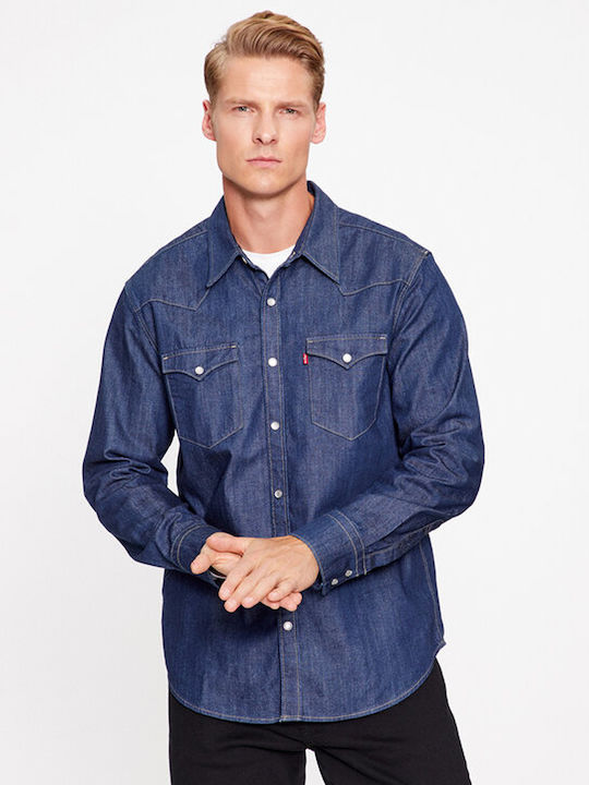 Levi's Barstow Western Standard Ανδρικό Πουκάμισο Μακρυμάνικo Τζιν Μαύρο