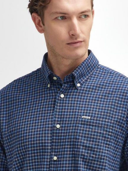 Preston Long-sleeved Shirt Checked Dark Navy