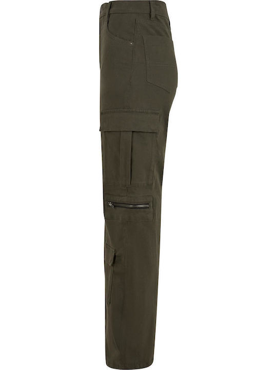 Damen Stoff Hose in Lockere Passform Blackolive