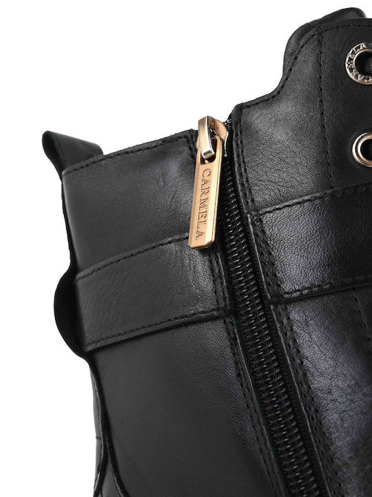 Leder Stiefeletten Damen Schwarz
