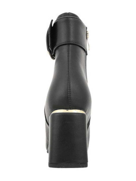 Timmen Ghete Dama de Piele cu Platforme pentru Femei cu Toc Negru