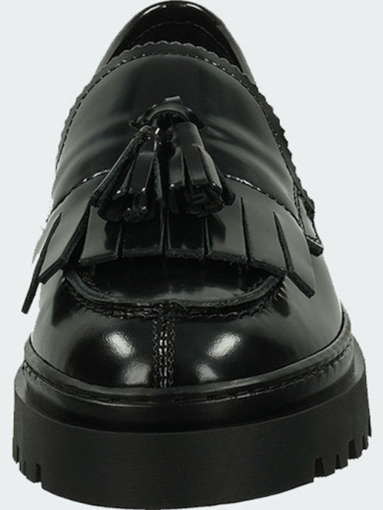 Aligrey Leder Damen Loafers in Schwarz Farbe