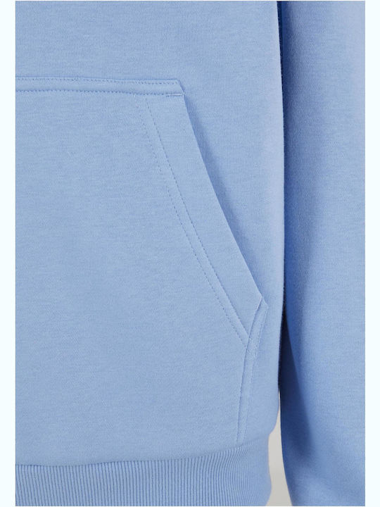 Long Women's Sweatshirt Jacket Hooded Powder Blue